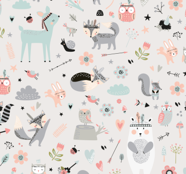 Carta da parati con fiori e animali - TenStickers