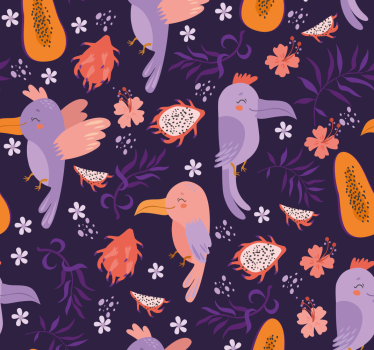 Carta da parati con animali Pappagallo tropicale viola - TenStickers