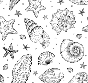 Carta da parati natura modelli di conchiglie di mare - TenStickers