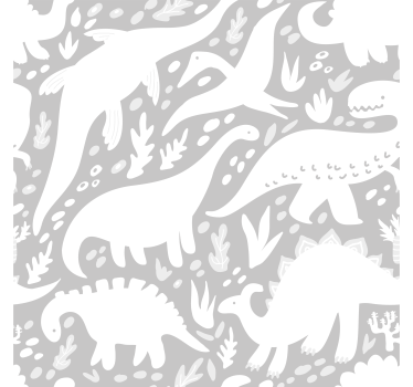Carta da parati con animali Modello bianco di dinosauro - TenStickers