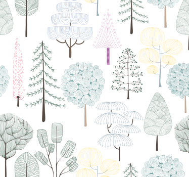 Carta da parati con diversi tipi di alberi - TenStickers