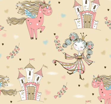 Carta da parati cameretta unicorni da favola - TenStickers