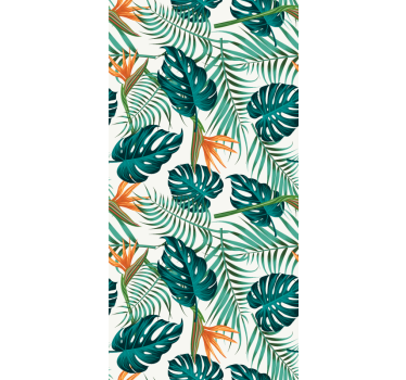 Carta da parati foglie stampa di foglie tropicali - TenStickers