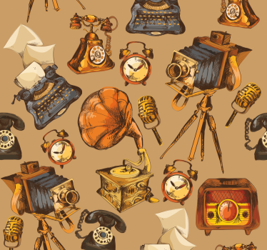 Carta da parati vintage collage di oggetti vintage - TenStickers