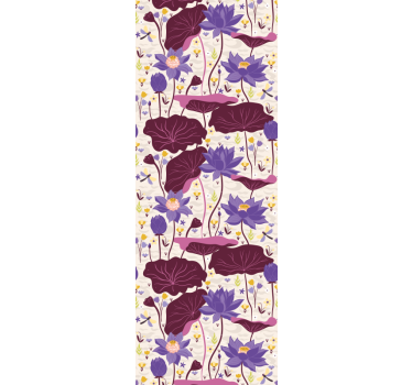 Carta da parati floreale blu e viola - TenStickers