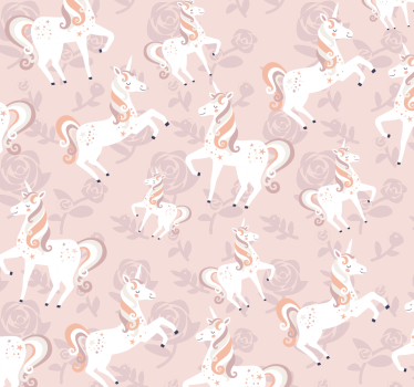 Carta da parati cameretta Unicorno rosa e alto con fiori - TenStickers