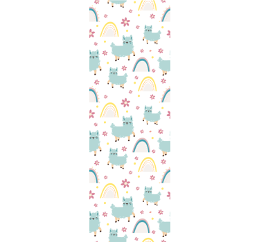 Carta da parati neonato motivo arcobaleno alpaca - TenStickers
