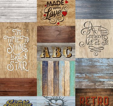 Carta da parati effetto legno stile lettering ispirato - TenStickers