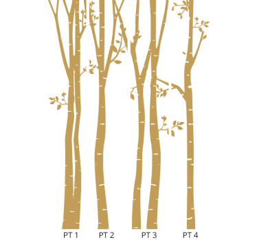 Carta da parati alberi silhouette dorate eleganti - TenStickers