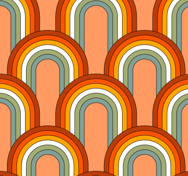 Carta da parati camera motivo arcobaleno anni '70 - TenStickers