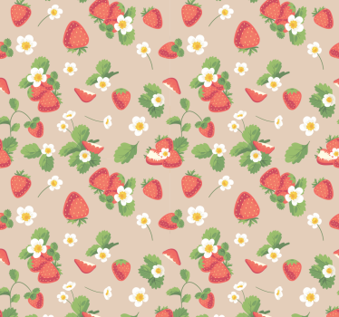 Carta da parati per sala da pranzo fragole e fiori - TenStickers