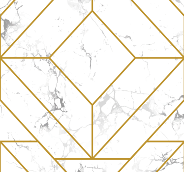 Carta da parati camera oro e bianco geometrico - TenStickers