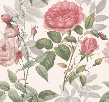 Carta da parati testata letto grandi rose - TenStickers
