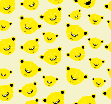 Carta da parati gialla modello di orsi carini - TenStickers