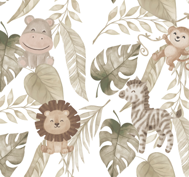 Carta da parati neonato motivo giungla beige - TenStickers