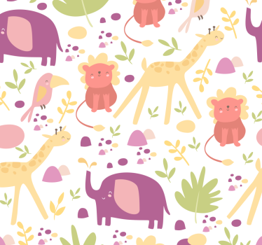 Carta da parati neonato animali felici pastello - TenStickers