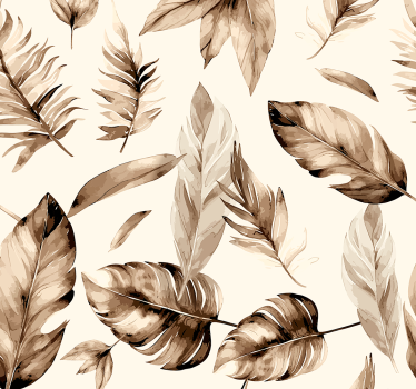 Carta da parati foglie motivo foglie beige - TenStickers