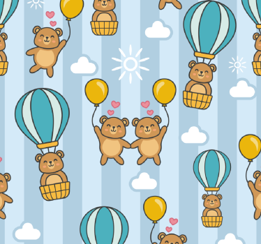 Carta da parati neonato orsacchiotti con palloncini - TenStickers