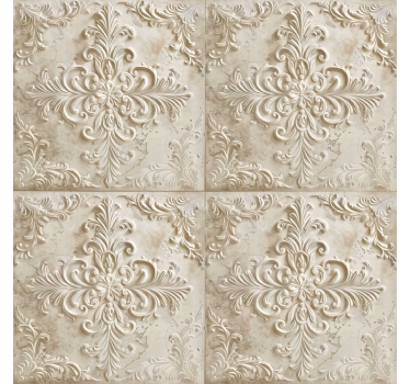 Carta da parati barocco piastrelle beige - TenStickers