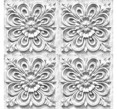 Carta da parati barocco piastrelle bianche - TenStickers