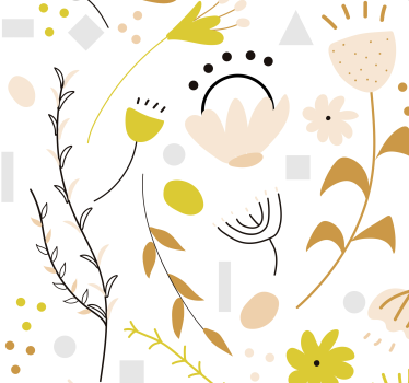 Carta da parati a fiori Fiori e punti disegnati a mano - TenStickers