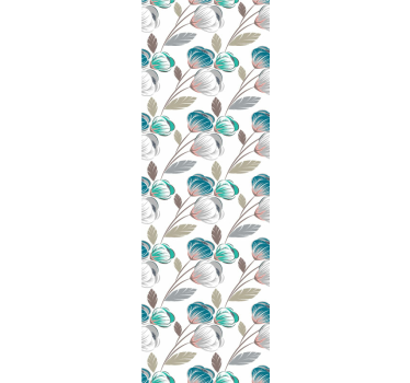 Carta da parati floreale elegante motivo blu e grigio - TenStickers