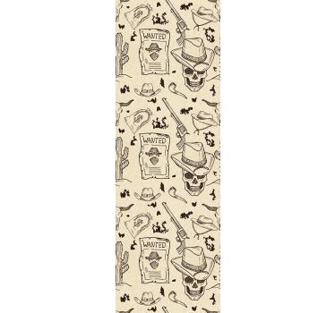 Carta da parati vintage texture cowboy voleva design teschio - TenStickers