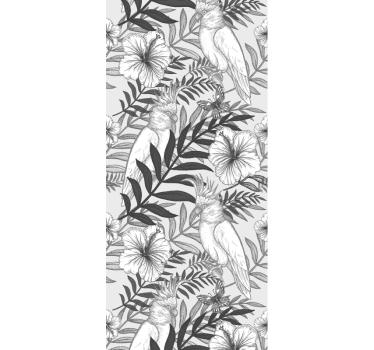 Carta da parati giungla schizzo monocromatico floreale - TenStickers