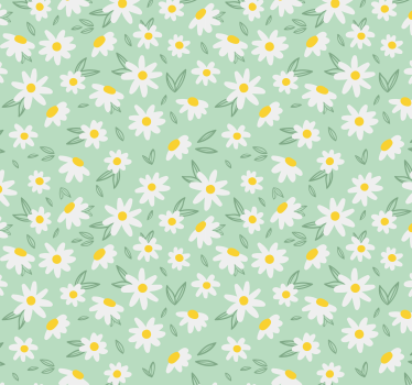 Carta da parati corridoio Fiori margherita su sfondo verde - TenStickers