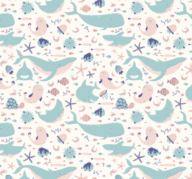 Carta da parati con animali Squali azzurri e scuri - TenStickers