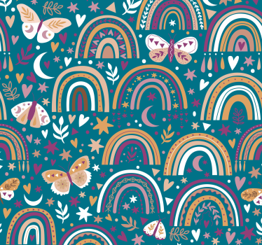Carta da parati cameretta motivo arcobaleno bohémien - TenStickers