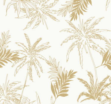 Carta da parati camera foglie tropicali dorate - TenStickers