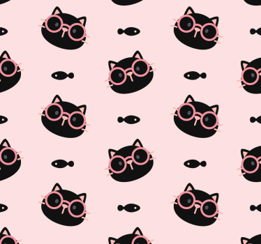 Carta da parati con gatti neri e occhiali rosa - TenStickers