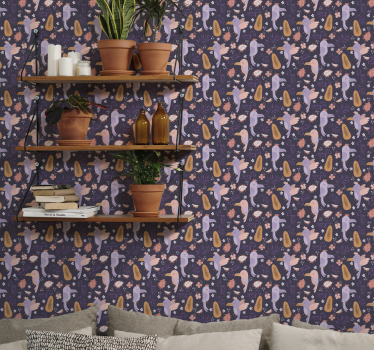 Carta da parati con animali Pappagallo tropicale viola - TenStickers