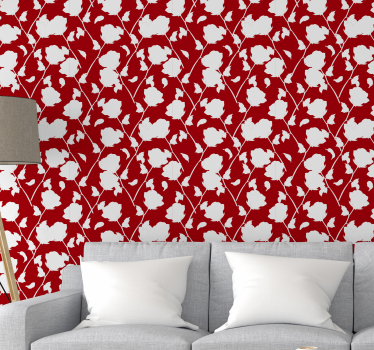Carta da parati a fiori Carta da parati rossa con rose - TenStickers