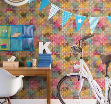 Carta da parati a mattoncini mosaico di mattoni colorati - TenStickers