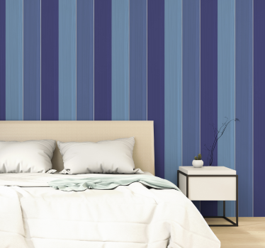 Carta da parati a righe verticali tonalità blu navy e blu - TenStickers