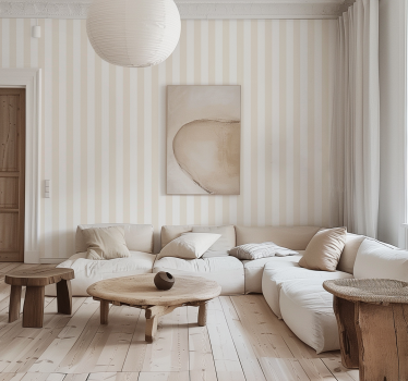 Carta da parati a righe verticali colori bianco e beige - TenStickers