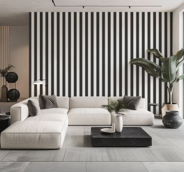 Carta da parati a righe verticali colori bianco e nero - TenStickers