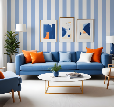 Carta da parati a righe verticali sfumature blu e bianche - TenStickers