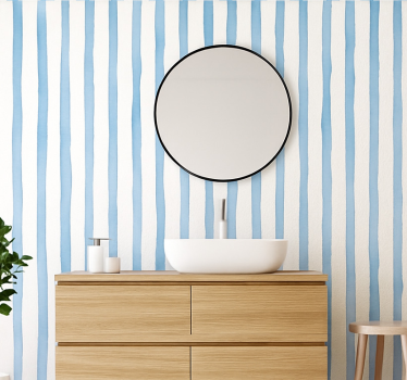 Carta da parati a righe verticali strisce acquerello blu - TenStickers