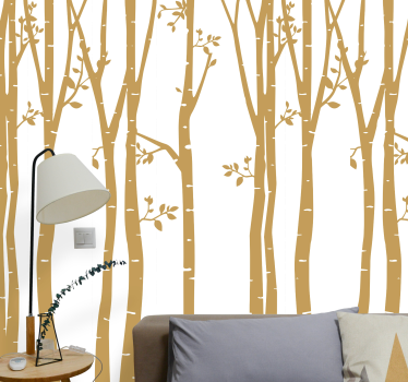 Carta da parati alberi silhouette dorate eleganti - TenStickers