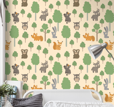 Carta da parati cameretta modello di creature della foresta - TenStickers