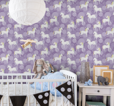 Carta da parati neonato delizia del modello unicorno - TenStickers