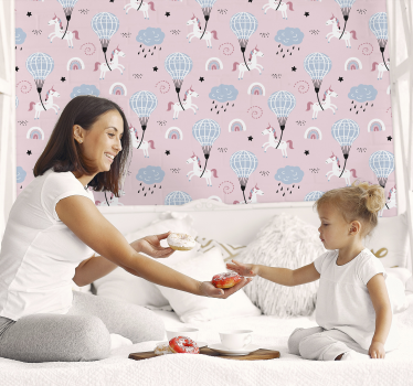 Carta da parati neonato unicorni e palloncini - TenStickers