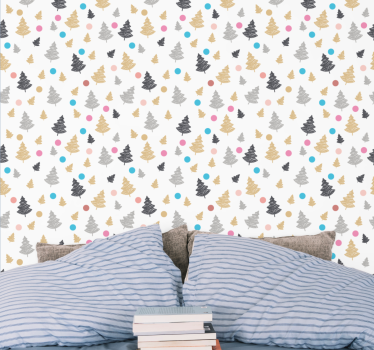 Carta da parati alberi modello di pino colorato - TenStickers