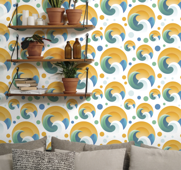 Carta da parati vintage texture motivo sole anni '70 - TenStickers