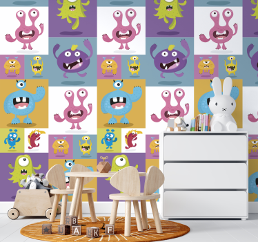 Carta da parati bambini mostriciattoli colorati - TenStickers