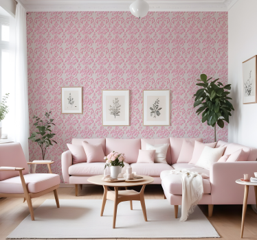 Carta da parati barocco motivo rosa - TenStickers