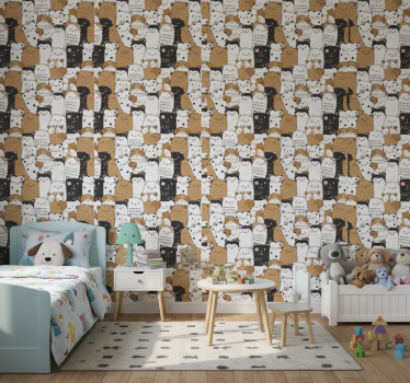 Carta da parati cameretta cani carini senza giunture - TenStickers